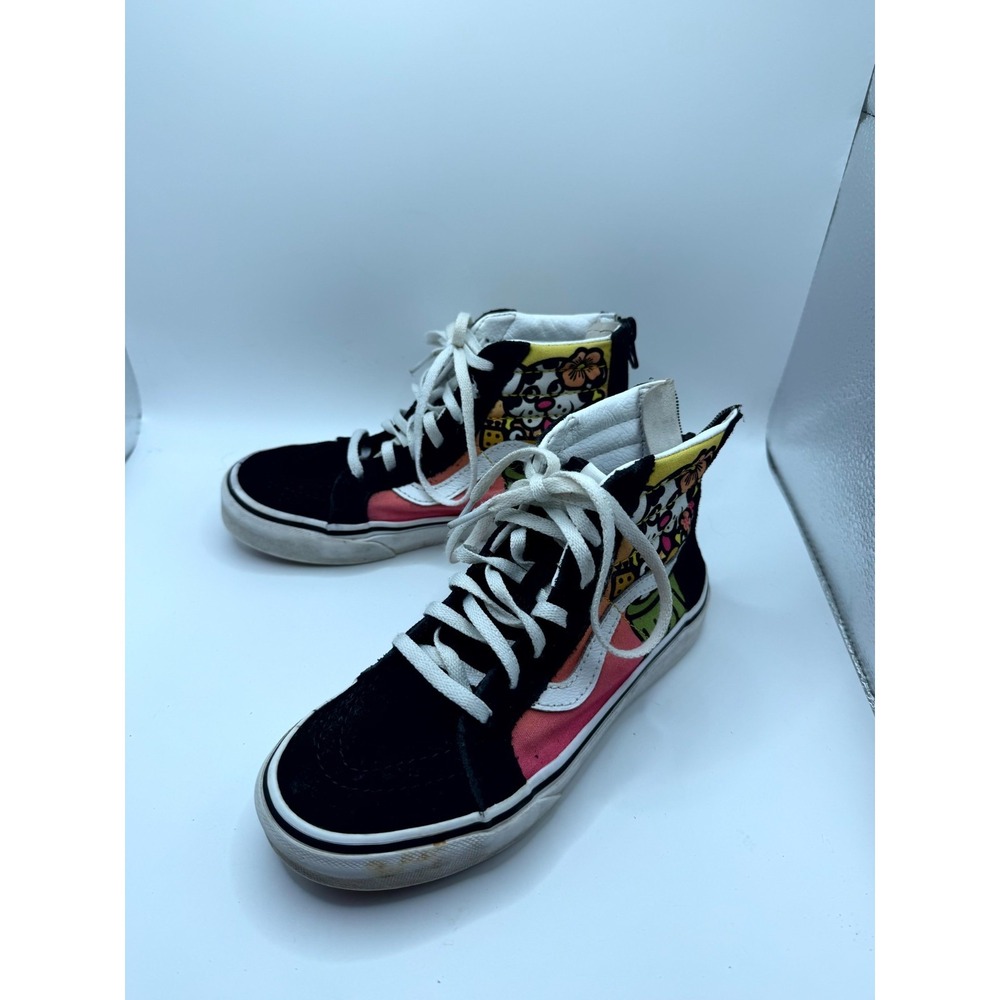VANS SK8-Hi Aloha Hula Animals Cat Dog Kids 2 Sneaker Black Zip Skateboard Shoes